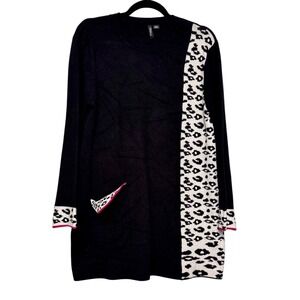 ETHYL Minimalist With a Twist Tunic Sweater Size‎ L IY2K Sleek Revival Leopard